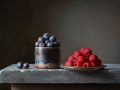 Blueberries  and Raspberries - 2024 - olio su tavola - cm 27x40 @ Gianluca Corona